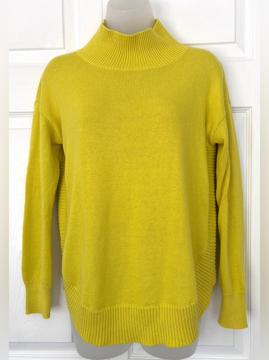 Zaket & Plover Sweaters - Zaket & Plover Sweater Funnel Neck Cashmere Cotton Blend Sweater Yellow XS